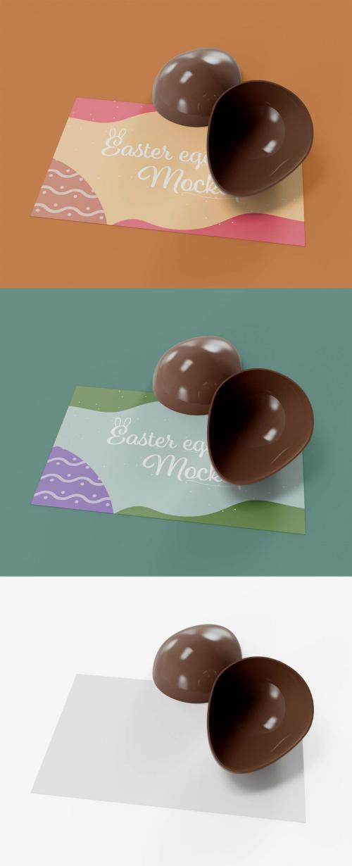 Chocolate Easter Egg with Card Layout Mockup