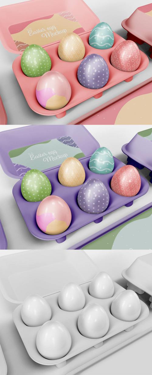 Six Chocolate Easter Eggs in Box Mockup