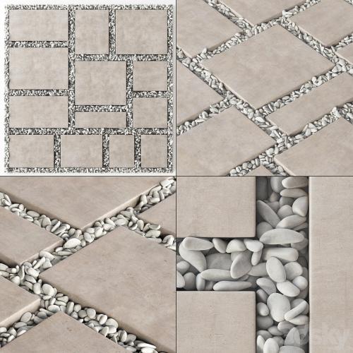 Paving tile square pebble n2 / Paving tile square of pebble slabs