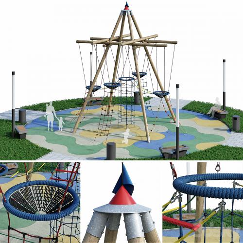 Children's play rope complex. Playground