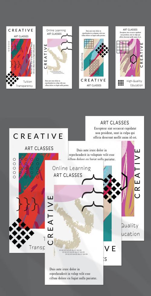 Flyer Layout with Black Shapes and Bright Abstract Rectangle on White