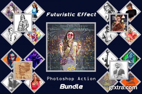 Futuristic Effect Photoshop Action Bundle