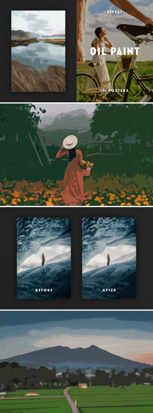 Realistic Oil Painting Poster Photo Effect Mockup