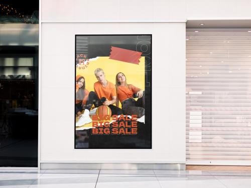 Banner on the Wall Advertisement Screen Mockup