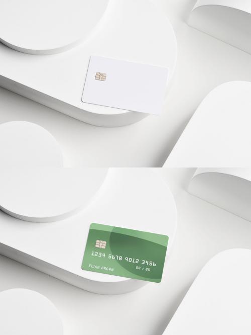 Credit Card Mockup with Basic White Shapes
