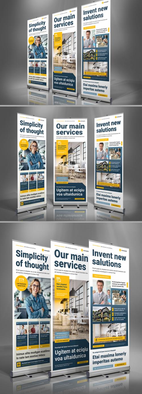 Roll-Up Banner Layout with Yellow Accents
