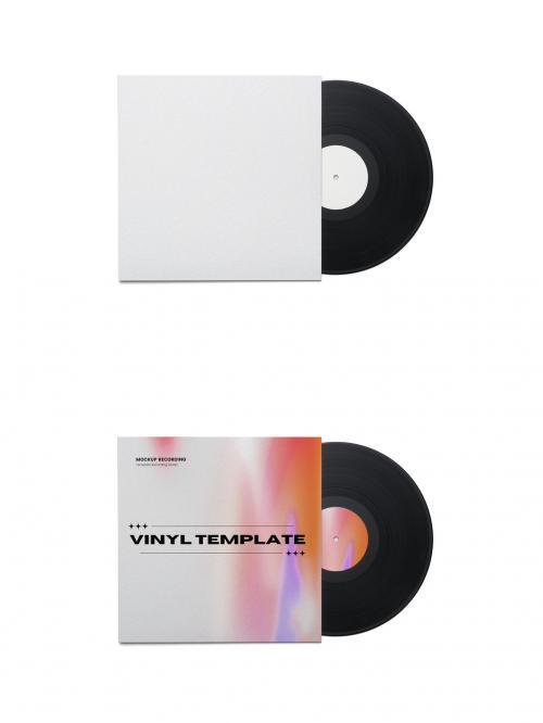 Vinyl and Sleeve Mockup with Transparent Background