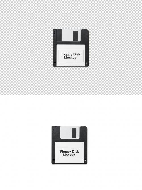 Floppy Disk Mockup with Transparent Background