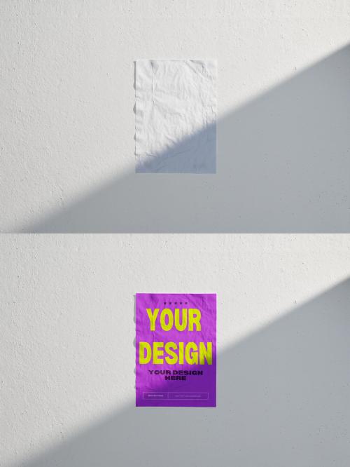 A2 Poster Mockup on White Wall with Shadow
