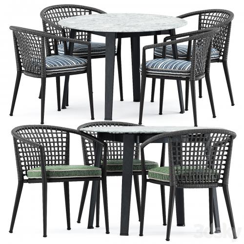 Erica 19 chair and Ginepro round Outdoor table by bebitalia