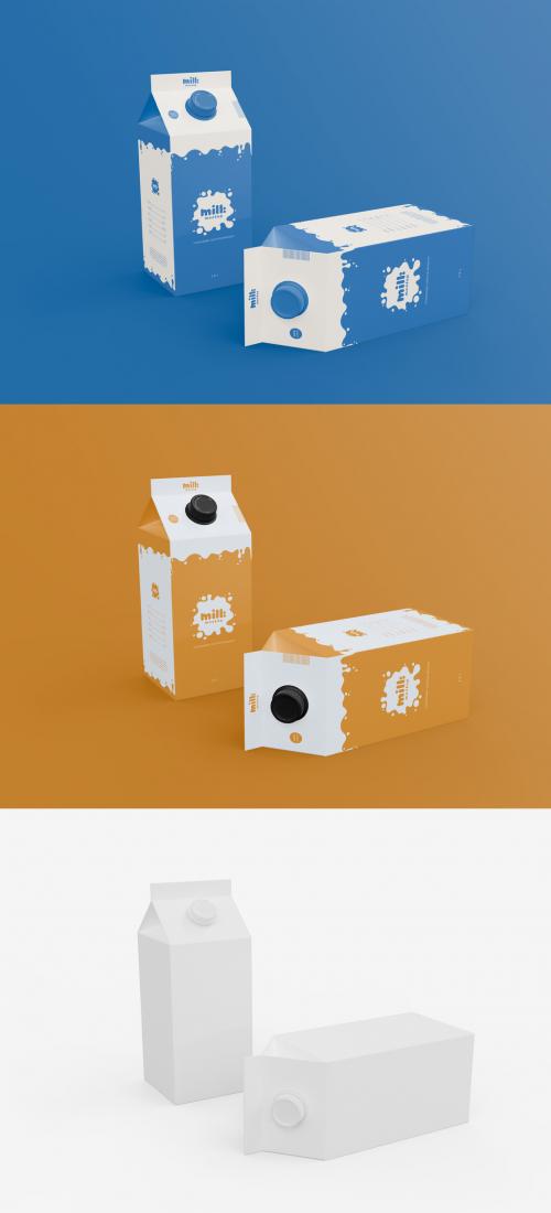 3D Two Milk packaging Mockup