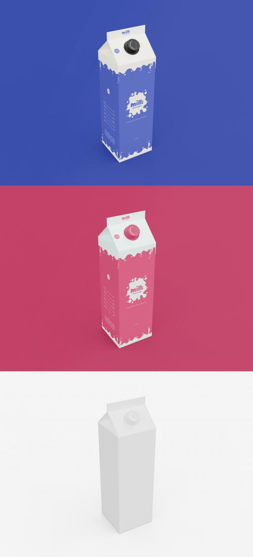 3D Milk or Juice Carton Mockup