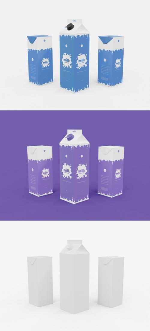 3D Milk Boxes Mockup