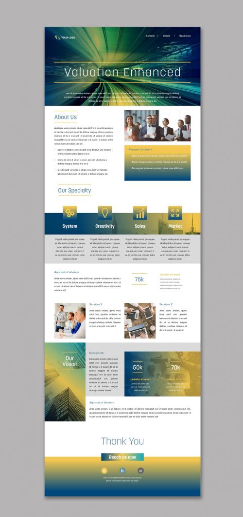 Business E Newsletter with Gradient Yellow Blue Accents