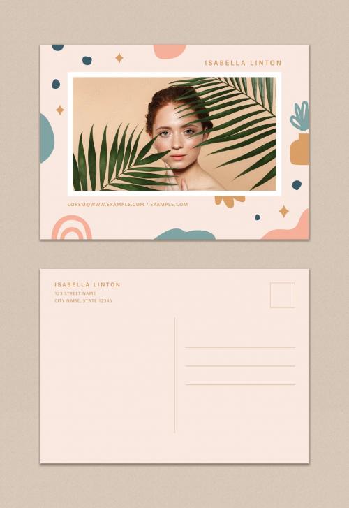 Abstract Photo Postcard Layout with Back Design