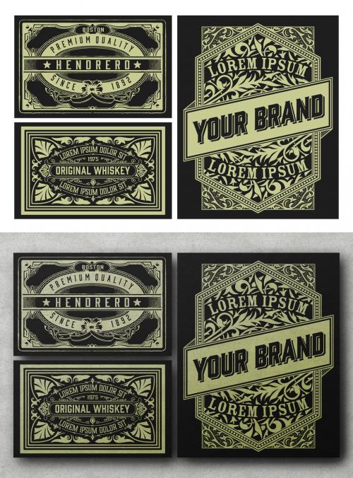 Set of 3 Vintage Labels for Packaging