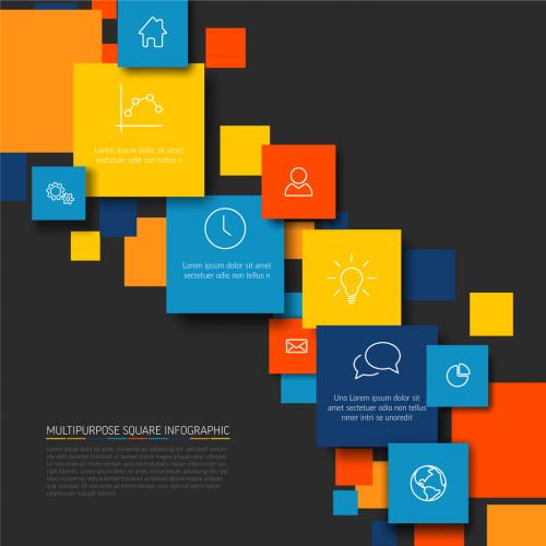 Vector Diagonal Squares Colorful Infographic Layout