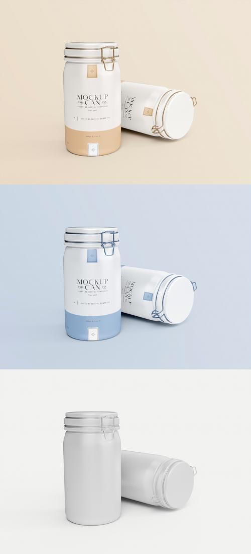 Tin Jar with Clip Cover Mockup