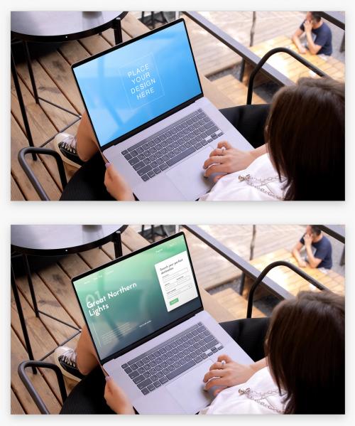 Mockup Template Freelancer Is Working on Laptop
