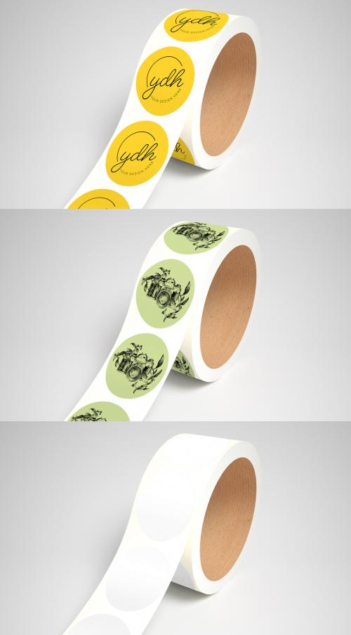 Round Roll Stickers Mockup