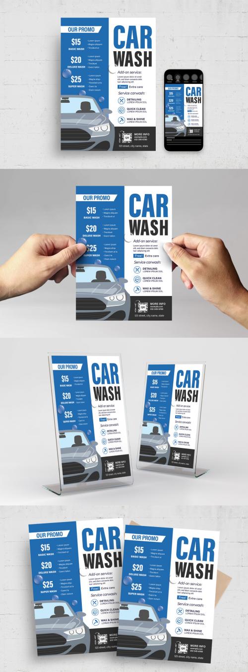 Car Wash Flyer Poster with Pricing Text