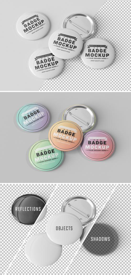 Badge Pin Button Mockup Isolated on White