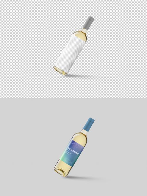 White Wine Mockup in Balance with Transparent Background