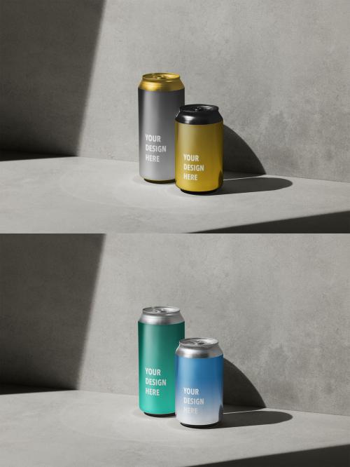Two Aluminium Can Mockup 44 and 33 Cl