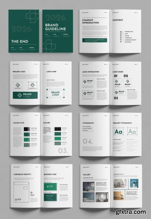 Brand Guideline Template Design With Green Color