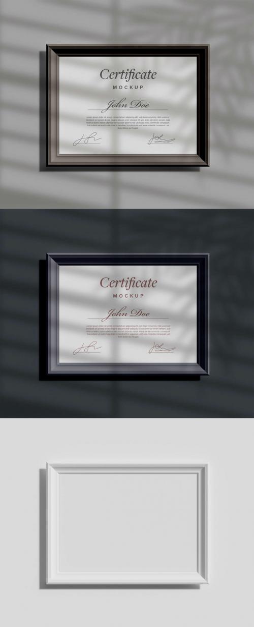 Certificate on Wall Mockup