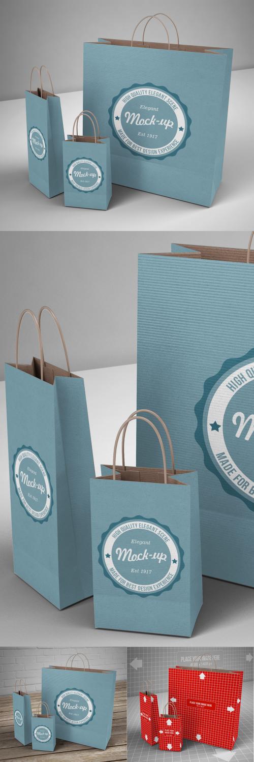 Mock-Up Scene with Shopping Paper Bags in 3 Sizes