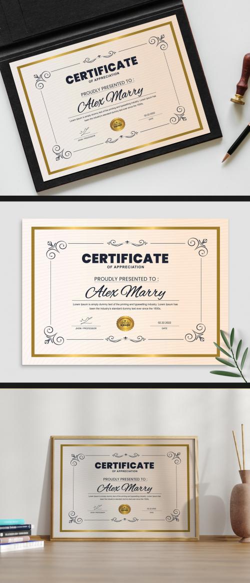 Certificate of Appreciation Layout with Ornate Border