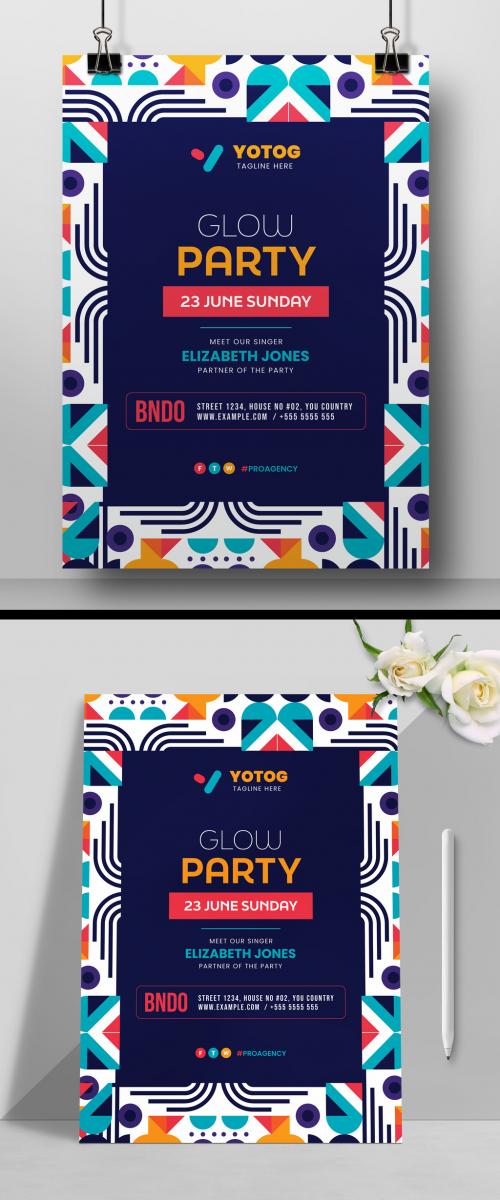 Geometric Party Flyer Template Vector Art & Graphics
