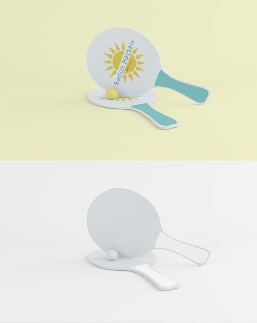 Beach Rackets with Rubber Ball Mockup