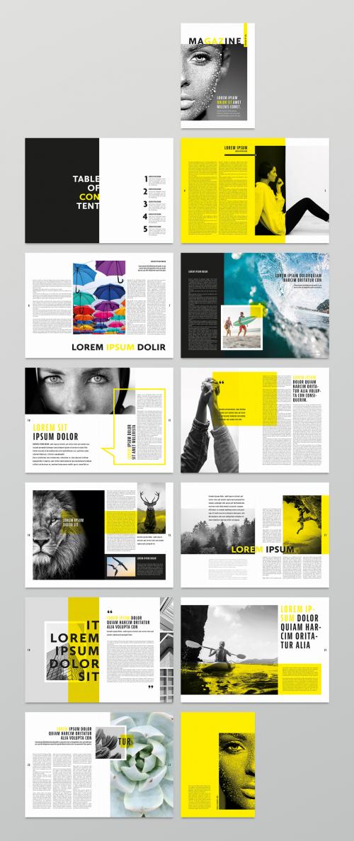 Modern Magazine with Yellow Accents