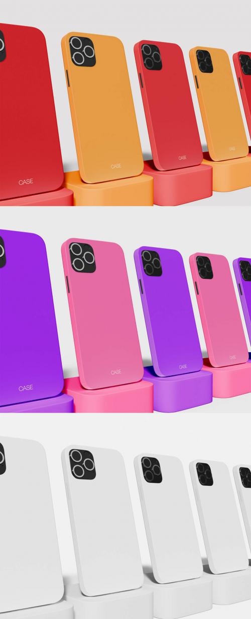 Set of Five Smartphone Cases Mockup
