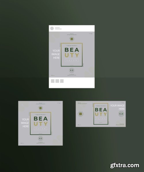 Social Media Feed Layout Set with Green Gradient Element