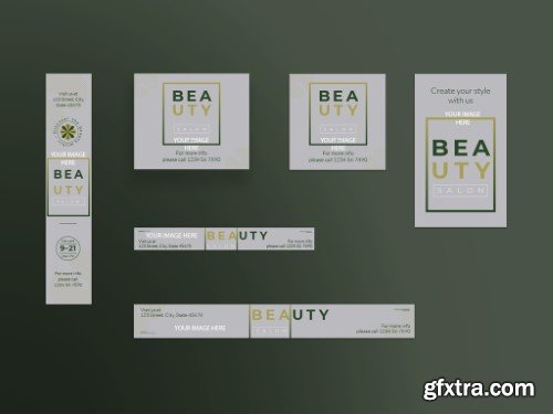 Web Banner Layout Set with Green Gradient Elements