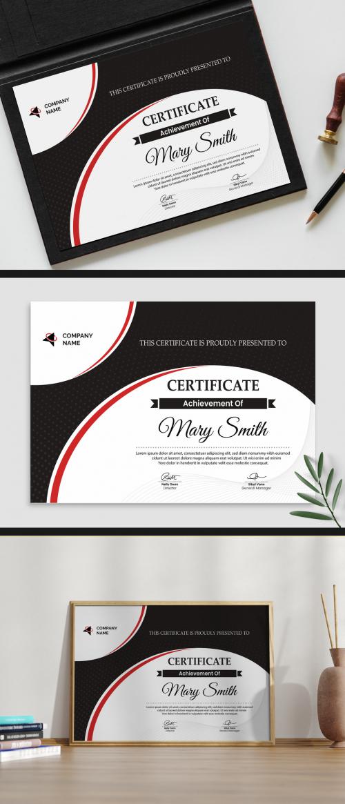Membership Certificate Layout with Red and Black Color