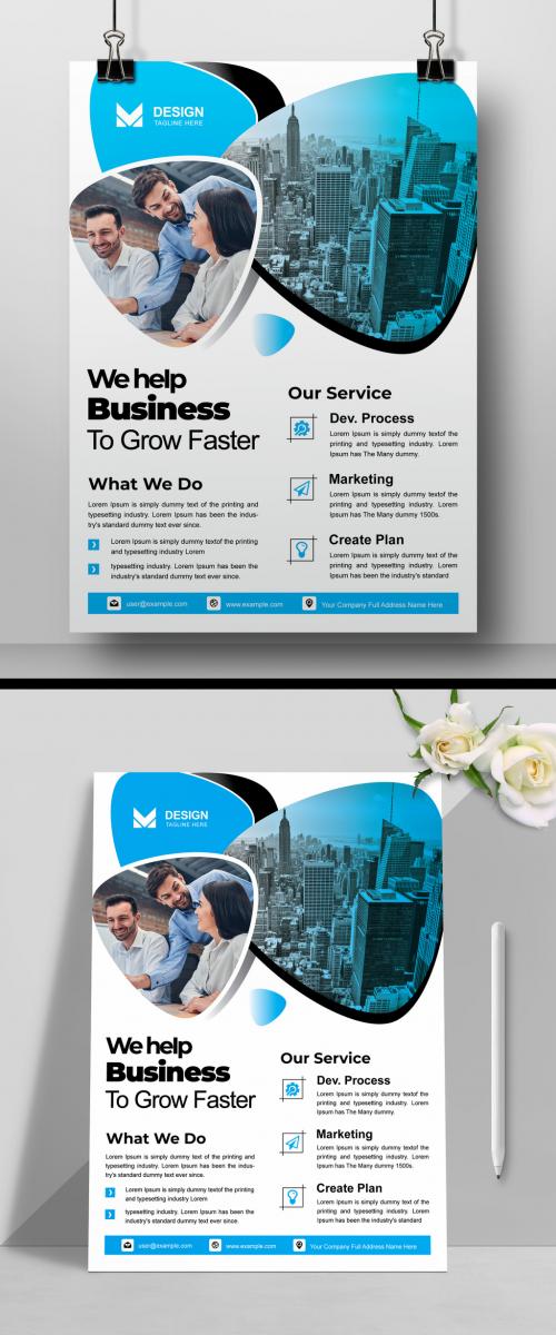 Business Flyer Layout with Blue Accents