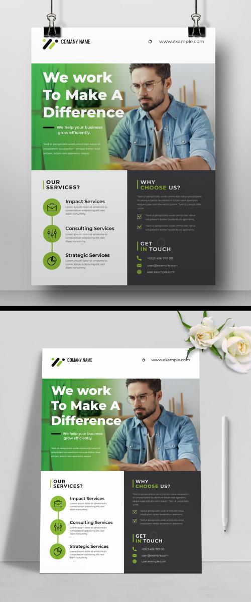 Business Flyer Layout with Green Gradient Accents