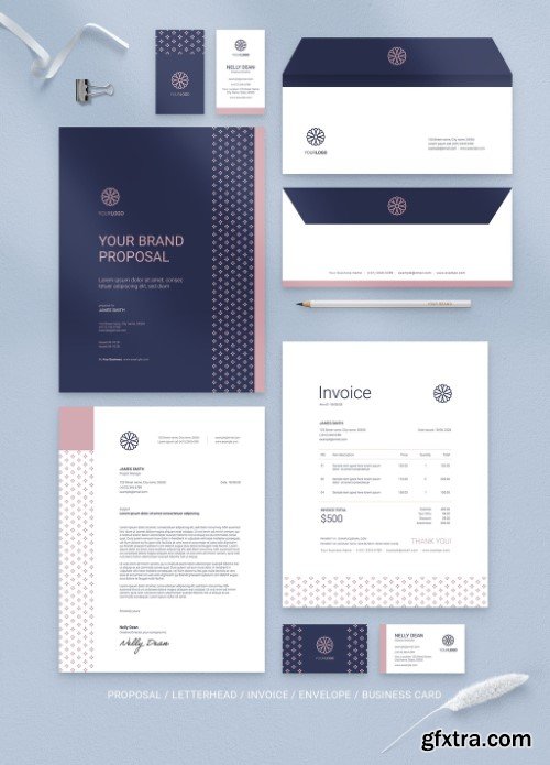 Branding Stationery Suite with Floral Logo and Minimal Style