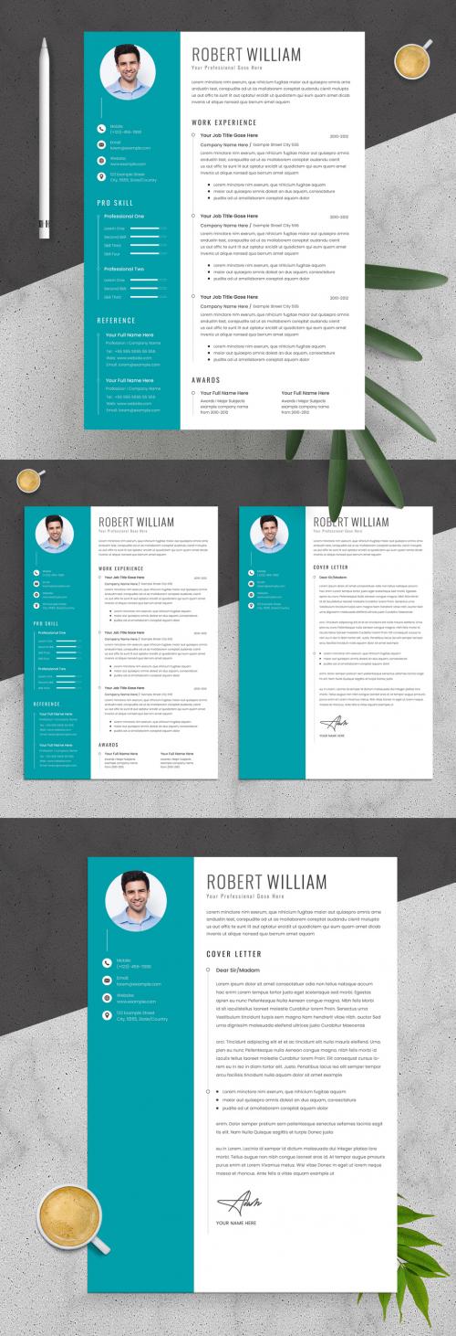 Resume Layout with Teal Accents