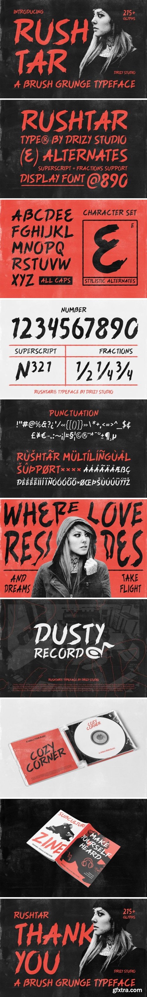 CM - Rushtar - Brush Grunge Typeface 92476557