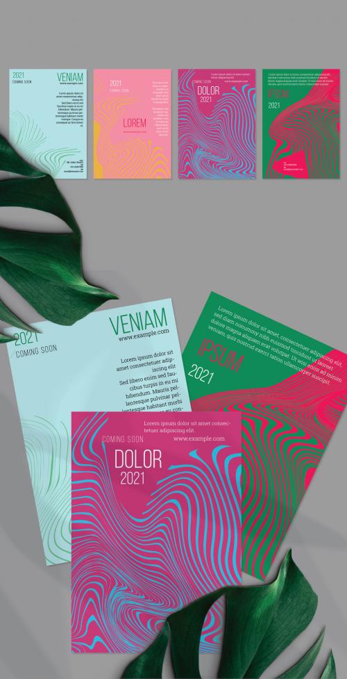 Flyer Layout with Marble Flat Abstract Elements
