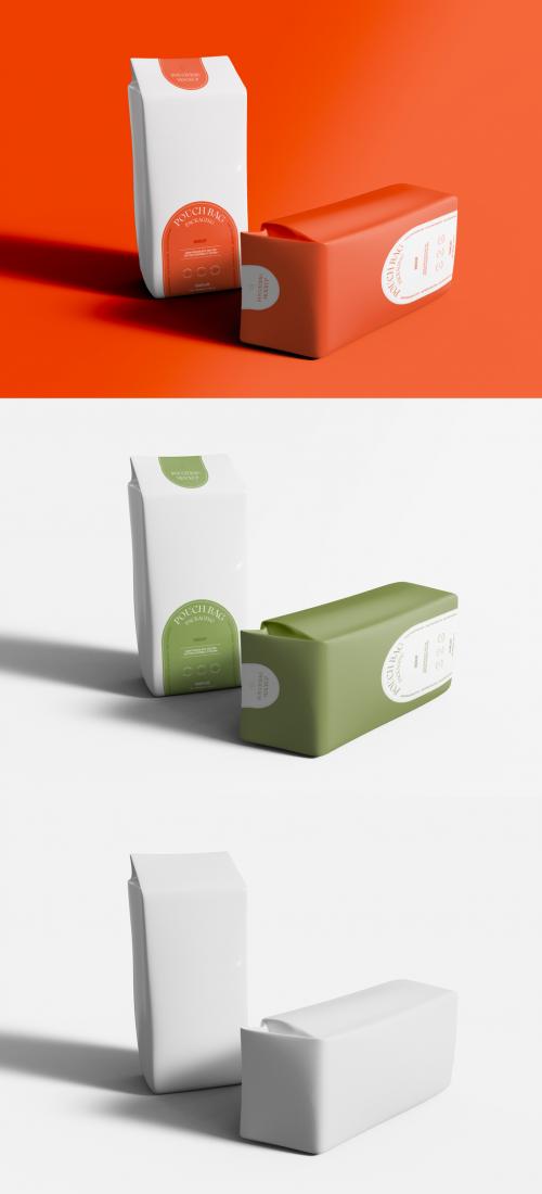 Coffee Pouch Bags Set Mockup