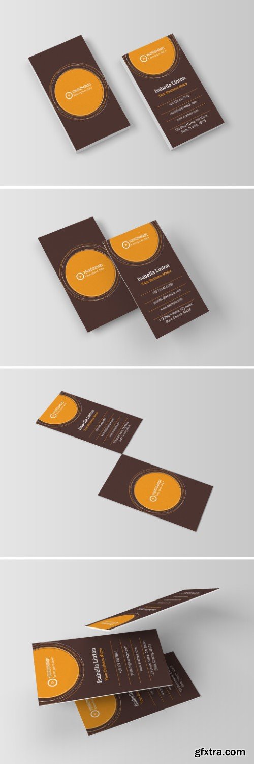 Business Card Layout with Orange Elements