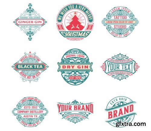 Set of 9 Vintage Logos and Badges V2
