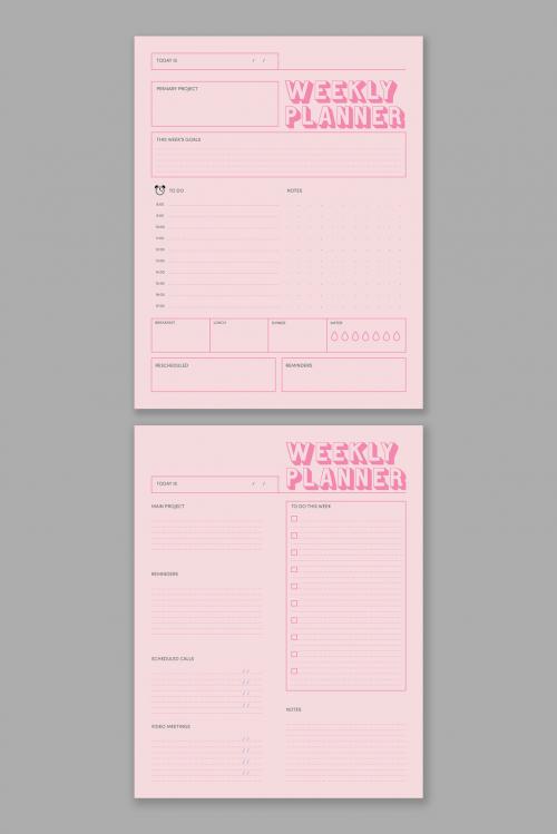 Pink Weekly Planner Layout