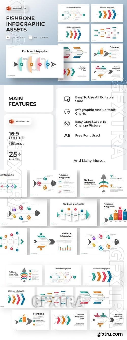 Fishbone Infographic PowerPoint Template 84NH77E
